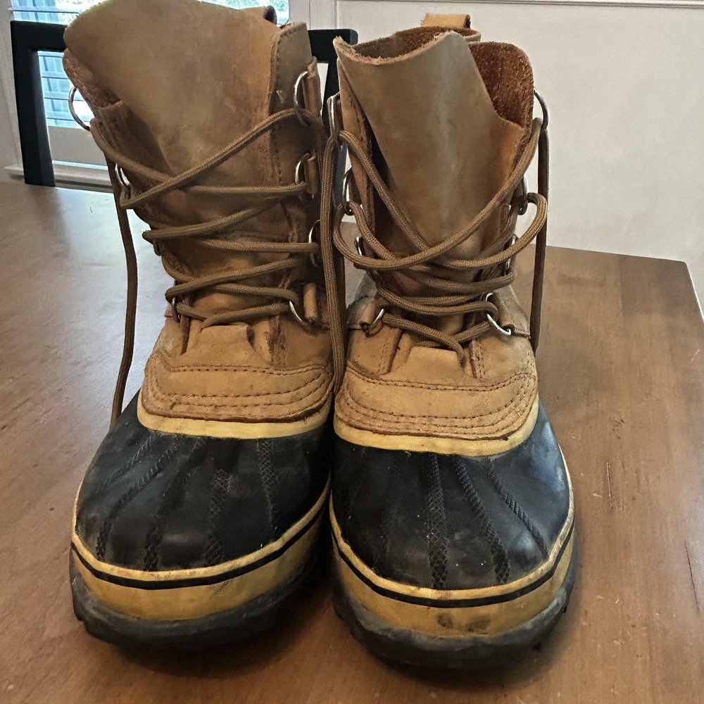 Sorel Caribou Boots Womens 7 Tan Waterproof Winter Snow Rubber Sole NO INSOLES
